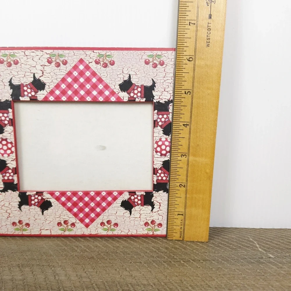 Mary Engelbreit Scottie Dogs and Cherries Gingham‎ Picture Frame Michel Vintage
